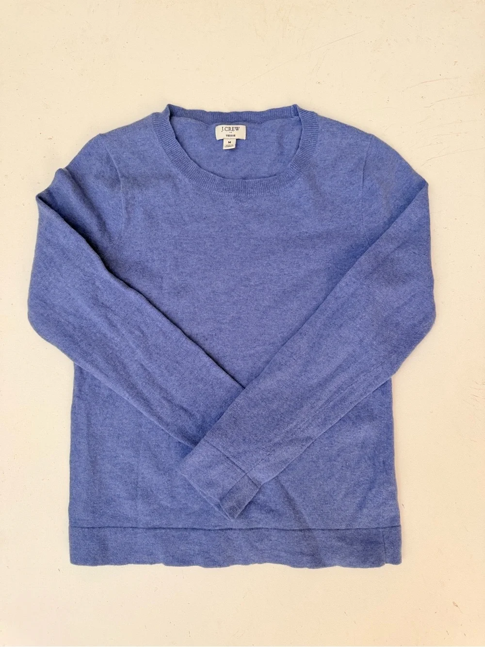 J Crew Teddie blue crew neck merino wool sweater